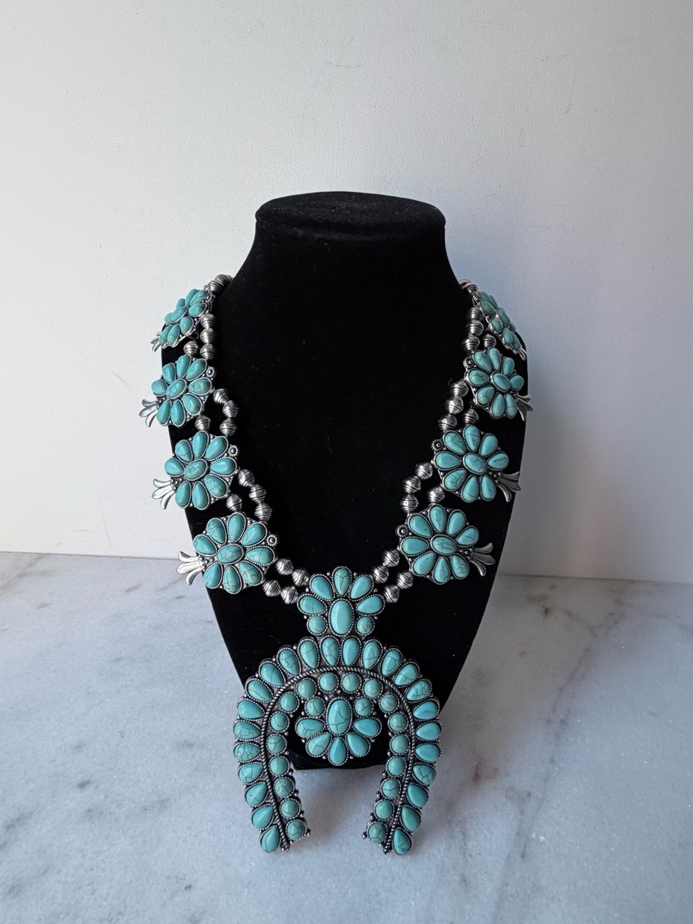 Western Squash Blossom Statement Necklace Western Naja pendant - Picture 3 of 8